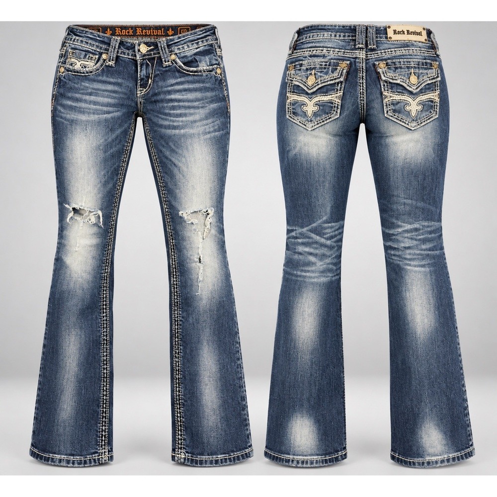 Rock Revival jeans Womens 27x29 Madison Straight whiskering distressed